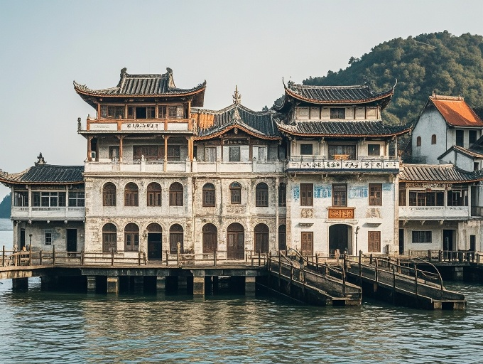 渡口建筑融合各地风格，是文化交流的体现，其兴衰影响建筑文化传承
