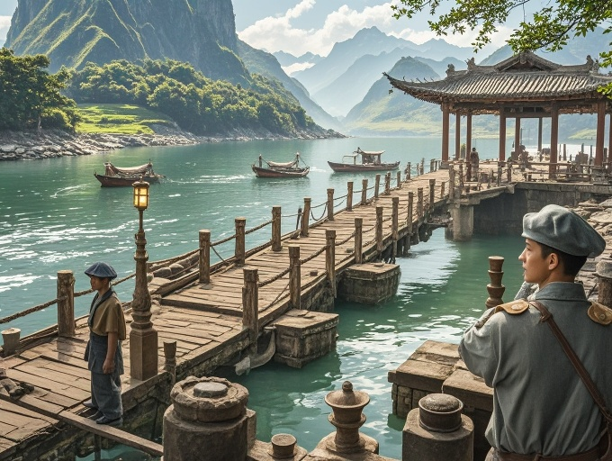 古代渡口作为文化交流前沿阵地，文化繁荣时军事价值提升，文化中心转移渡口衰败时军事价值下降
